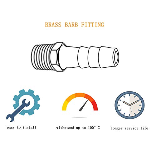 Joywayus Brass Hose Barb Fitting 5/8 Barb x 3/8 NPT Male Water Fuel Air(Pack of 5)